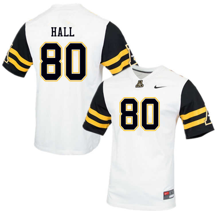 Men #80 AJ Hall Appalachian State Mountaineers College Football Jerseys Sale-White
